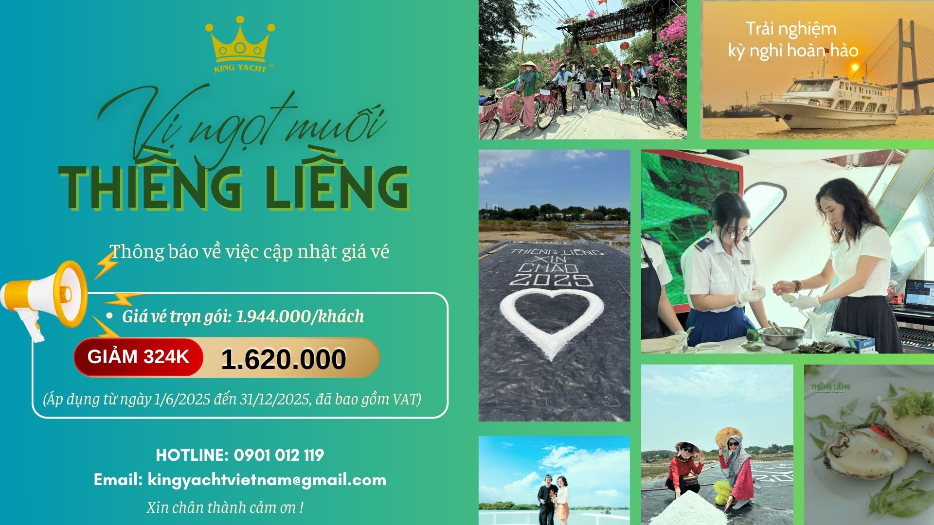 Thông báo cập nhật giá Tour Vị Ngọt Muối Thiềng Liềng